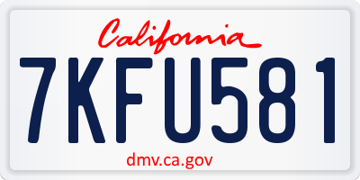 CA license plate 7KFU581
