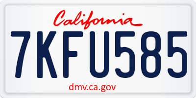 CA license plate 7KFU585