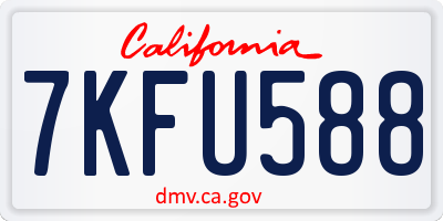 CA license plate 7KFU588