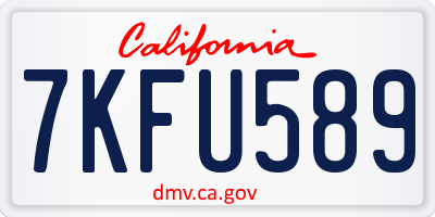 CA license plate 7KFU589