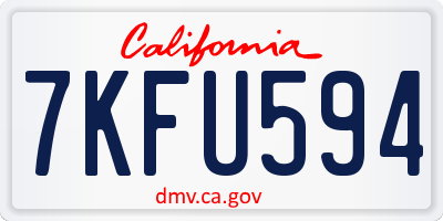 CA license plate 7KFU594