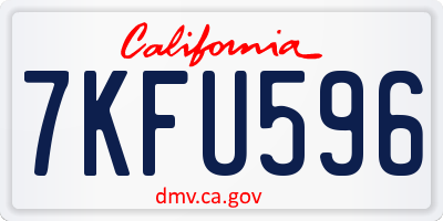 CA license plate 7KFU596