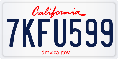 CA license plate 7KFU599