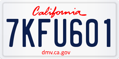 CA license plate 7KFU601