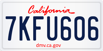 CA license plate 7KFU606