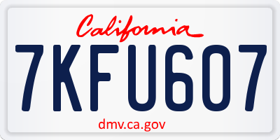 CA license plate 7KFU607
