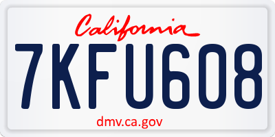 CA license plate 7KFU608