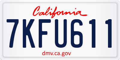 CA license plate 7KFU611