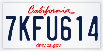 CA license plate 7KFU614