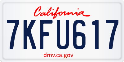CA license plate 7KFU617
