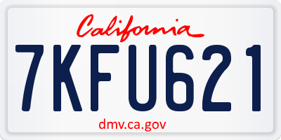CA license plate 7KFU621