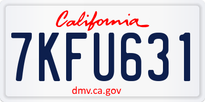 CA license plate 7KFU631