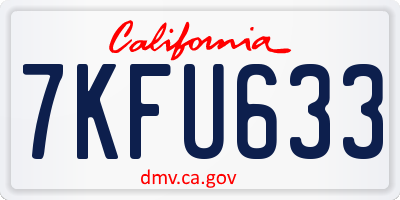 CA license plate 7KFU633