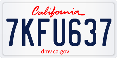 CA license plate 7KFU637