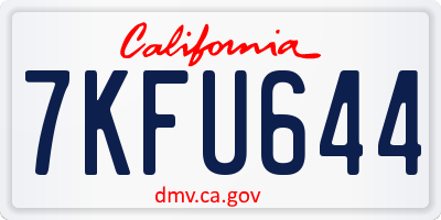 CA license plate 7KFU644
