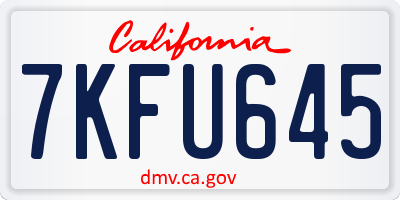 CA license plate 7KFU645