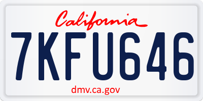 CA license plate 7KFU646