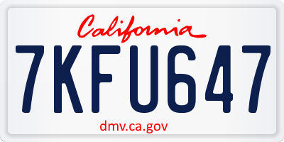 CA license plate 7KFU647