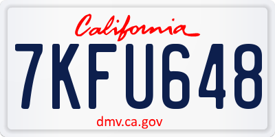 CA license plate 7KFU648