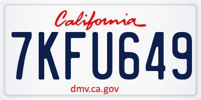 CA license plate 7KFU649