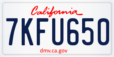CA license plate 7KFU650