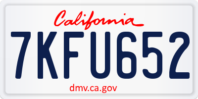 CA license plate 7KFU652
