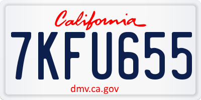 CA license plate 7KFU655