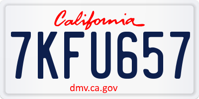 CA license plate 7KFU657