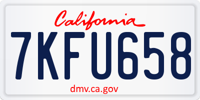 CA license plate 7KFU658