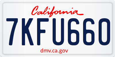CA license plate 7KFU660