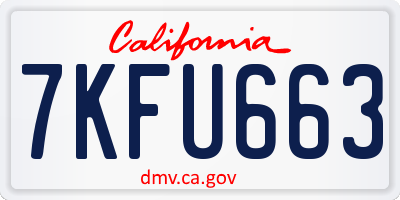 CA license plate 7KFU663