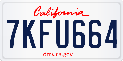 CA license plate 7KFU664