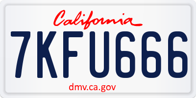 CA license plate 7KFU666