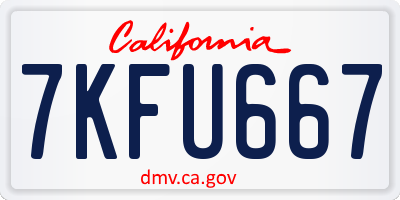 CA license plate 7KFU667