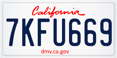 CA license plate 7KFU669