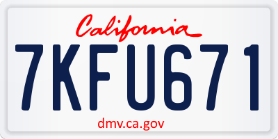 CA license plate 7KFU671