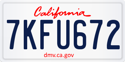 CA license plate 7KFU672