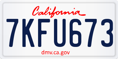 CA license plate 7KFU673