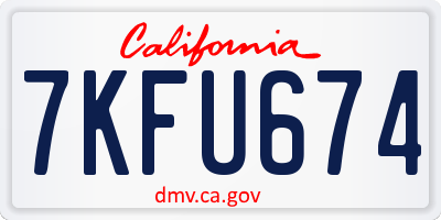 CA license plate 7KFU674