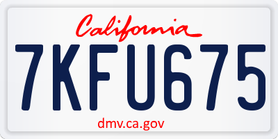 CA license plate 7KFU675