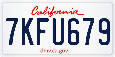 CA license plate 7KFU679