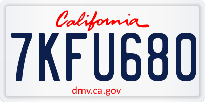 CA license plate 7KFU680