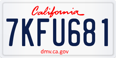 CA license plate 7KFU681