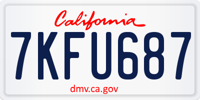 CA license plate 7KFU687