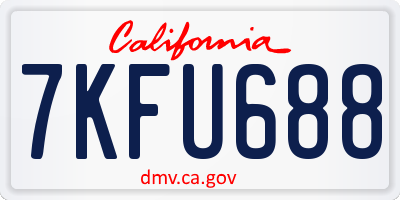 CA license plate 7KFU688