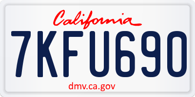 CA license plate 7KFU690