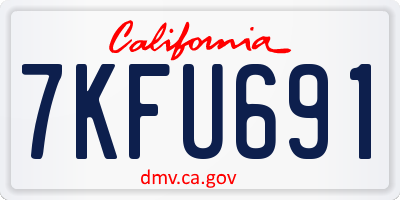CA license plate 7KFU691