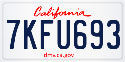 CA license plate 7KFU693