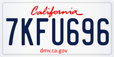 CA license plate 7KFU696