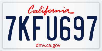 CA license plate 7KFU697